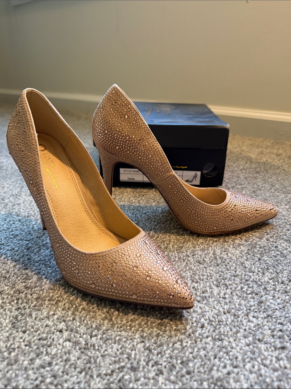 Olivia Fargiano Rose Gold Crystal Embellished Heels